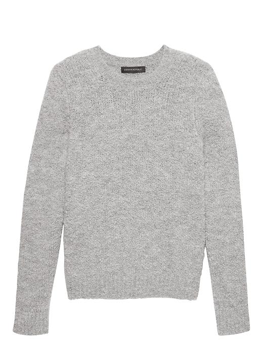 Banana Republic Womens Petite Boucl Crew-neck Sweater Medium Heather Gray Size L
