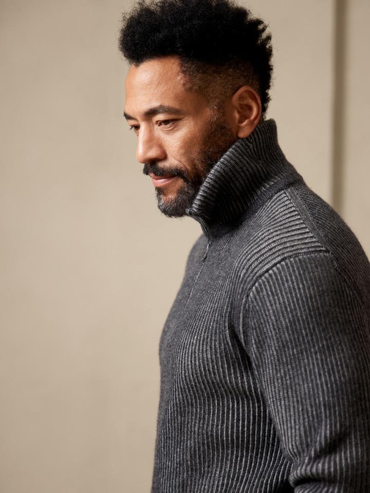 Anzio Merino-cashmere Half-zip Sweater