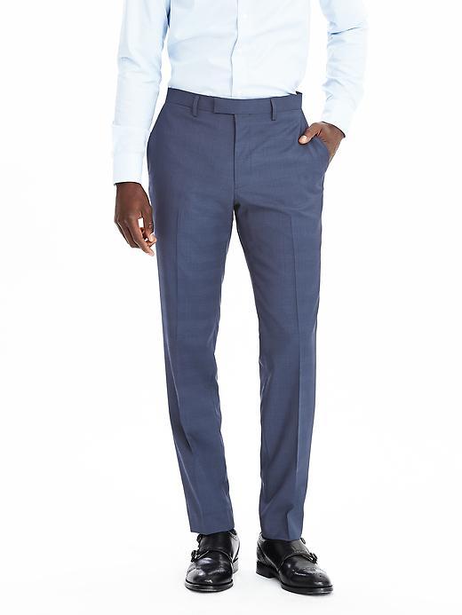 Banana Republic Mens Standard Blue Plaid Wool Suit Trouser Size 34w 36l Tall - Blue