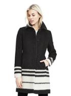 Banana Republic Striped Button Front Tailored Coat - Black/white