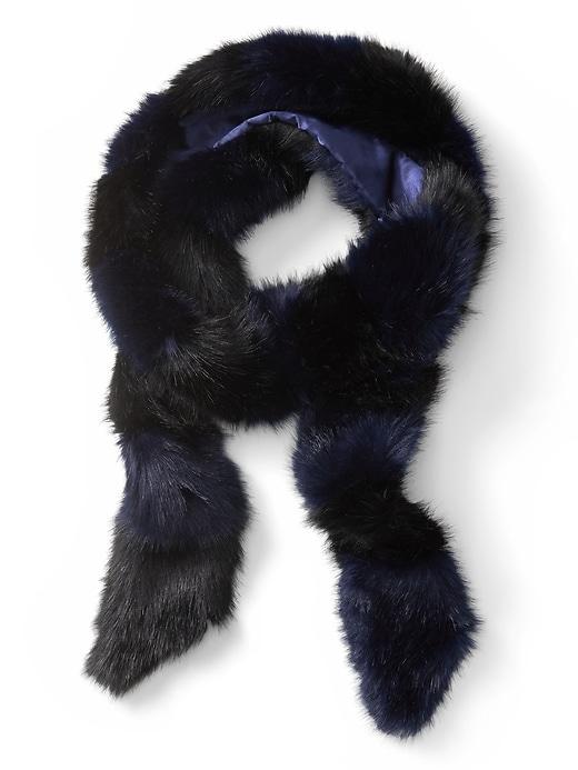 Banana Republic Womens Stripe Faux Fur Skinny Scarf Preppy Navy & Black Size One Size