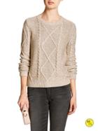 Banana Republic Womens Factory Cable Knit Sweater Size L Petite - Oatmeal