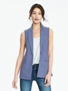 Banana Republic Womens Chambray Lightweight Wool Vest Size 10 - Spa Blue