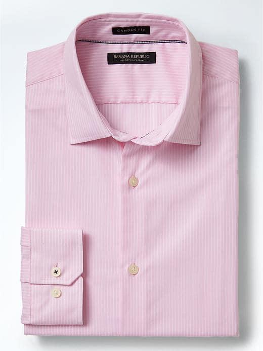 Banana Republic Mens Camden Fit Supima Cotton Micro Stripe Shirt - Pink