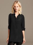 Banana Republic Dark Silk Tunic Size S Petite - Black