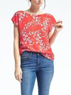 Banana Republic Womens Easy Care Floral Crew Tee - Red