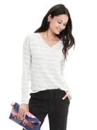 Banana Republic Womens Stripe Vee Back Pullover Size L - Gray Sky