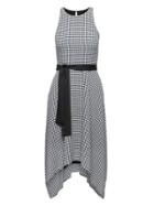 Banana Republic Womens Gingham Racer-neck Fit-and-flare Dress Black & White Size 4