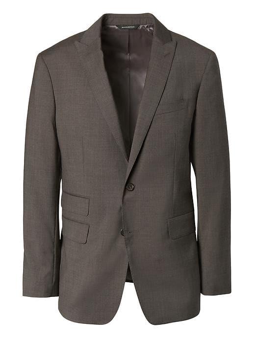 Banana Republic Mens Standard Brown Solid Italian Wool Suit Jacket - Dark Brown