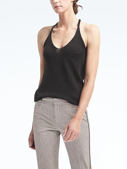 Banana Republic Womens Shine V-neck Cami Black Size Xl
