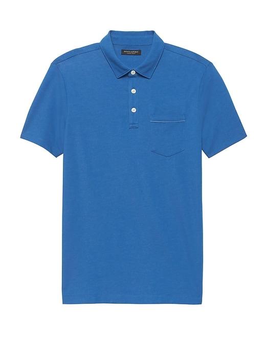 Banana Republic Mens Luxury-touch Polo Shirt Blue Paradise Size L