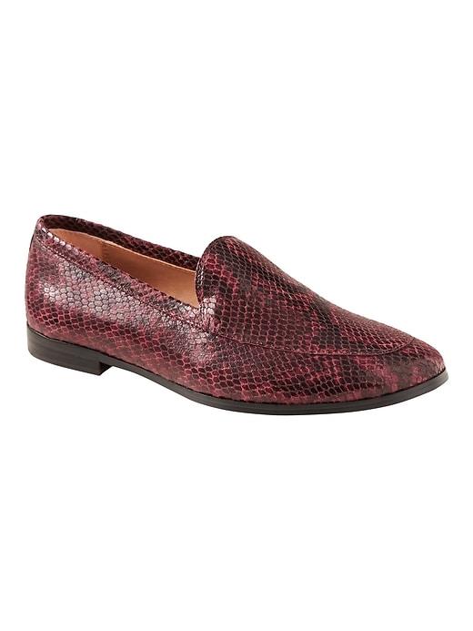 Banana Republic Womens Demi Loafer Burgundy Snake Effect Leather Size 10