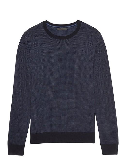Banana Republic Mens Extra-fine Italian Merino Wool Birdseye Crew-neck Sweater Navy Size M
