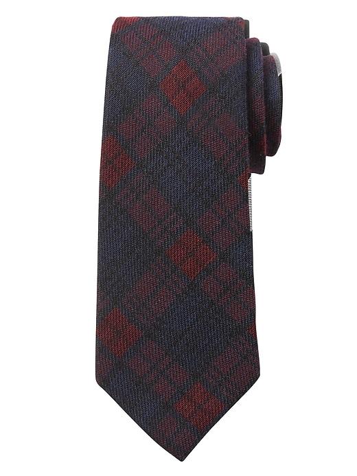 Banana Republic Mens Br X Kevin Love   Lumberjack Tartan Nanotex Tie Burgundy Red Size One Size