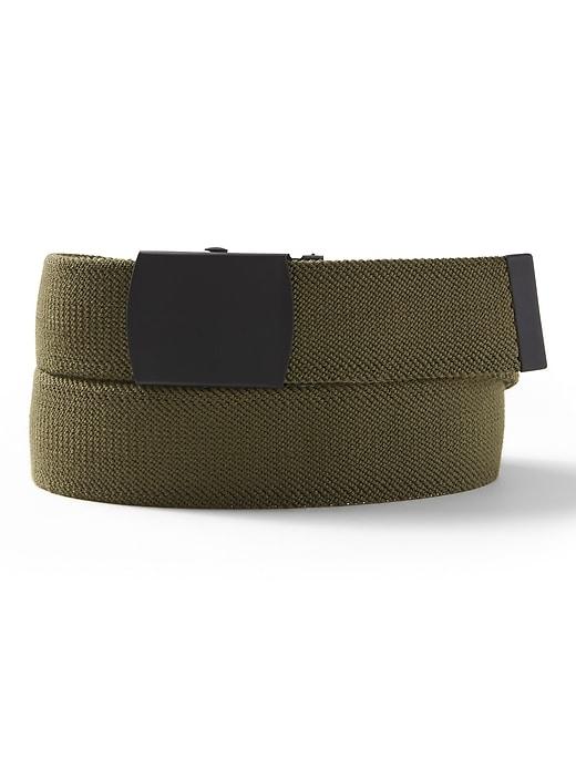 Banana Republic Mens Solid Stretch-web Plaque Buckle Belt Adirondack Green Size L
