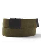 Banana Republic Mens Solid Stretch-web Plaque Buckle Belt Adirondack Green Size L