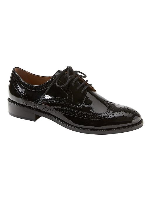 Banana Republic Womens Patent Leather Brogue Oxford Black Patent Leather Size 5