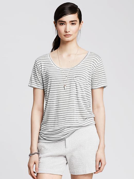 Banana Republic Striped Modal Pocket Tee Size Xl - White