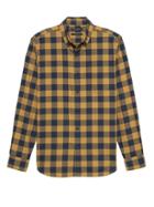 Banana Republic Mens New Slim-fit Luxe Flannel Buffalo Check Shirt Gold Size S