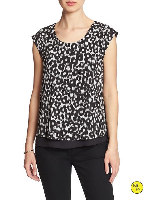 Banana Republic Factory Cap Sleeve Blouse Size L Petite - Black And White Print