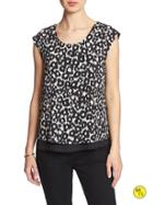 Banana Republic Factory Cap Sleeve Blouse Size L Petite - Black And White Print
