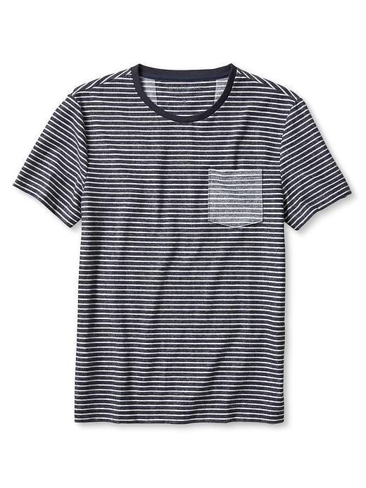 Banana Republic Mens Stripe Pocket Tee Size L Tall - Preppy Navy