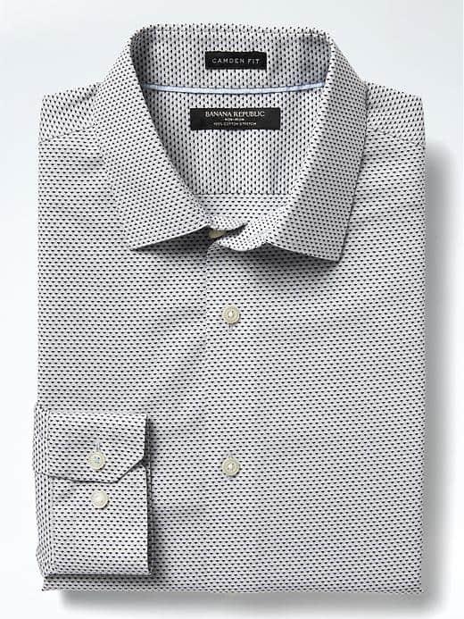 Banana Republic Mens Camden Fit Non Iron Stretch Shirt - Smoke