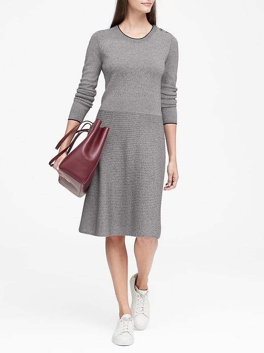 Banana Republic Womens Button-shoulder Sweater Dress Heather Gray Size L