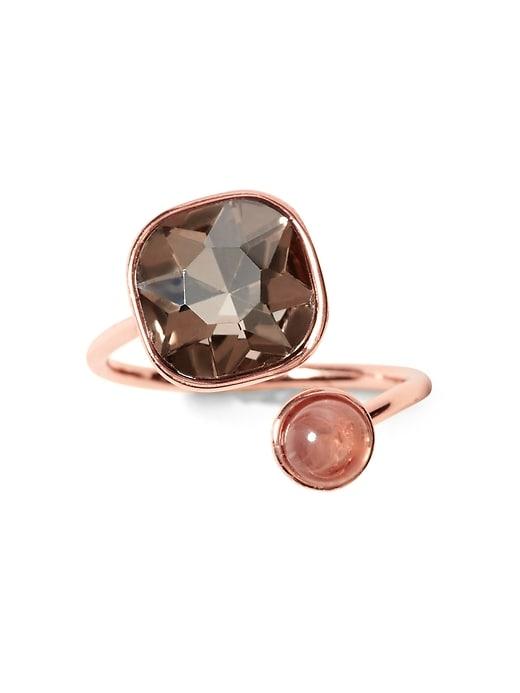 Banana Republic Womens Soft Stones Asymmetrical Ring Soft Pink & Smokey Topaz Size 5