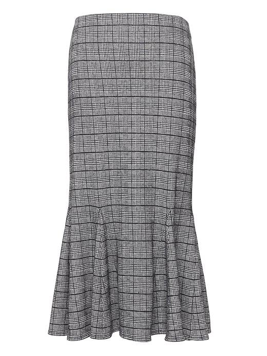 Banana Republic Womens Japan Online Exclusive Plaid Knit Trumpet Skirt Black & White Size S
