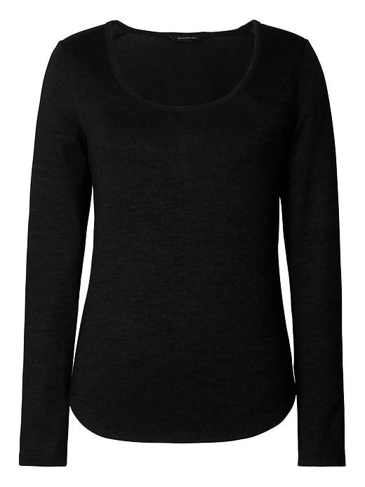Banana Republic Soft Jersey High Low Curved Hem Tee - Black