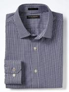 Banana Republic Mens Grant Fit Non Iron Mini Gingham Shirt - Navy