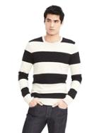 Banana Republic Mens Block Striped Crew Sweatshirt - Black