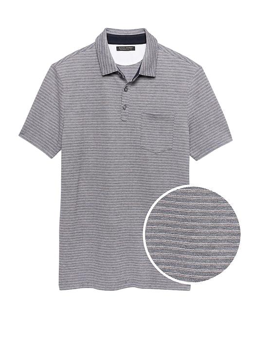 Banana Republic Mens Don';t-sweat-it Stripe Polo Shirt Navy Size Xl