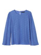 Banana Republic Womens Lace Fluted Sleeve Top - Light Blue