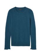 Banana Republic Womens Italian Superloft Ruffle Cuff Crew - Peacock Teal