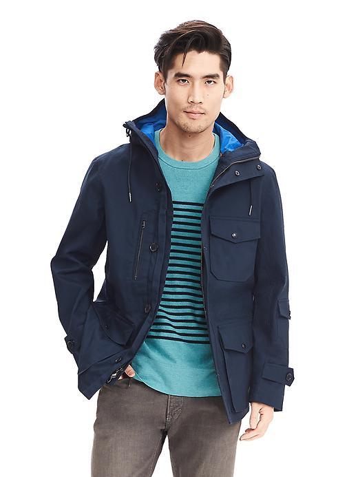 Banana Republic Mens Navy Cotton Hooded Jacket Size L Tall - Navy