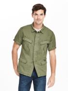 Banana Republic Mens Twill Cargo Shirt Size L Tall - Cadet Green