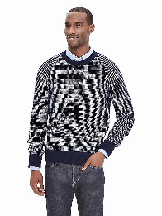 Banana Republic Micro Stripe Crew Pullover Size L Tall - Navy