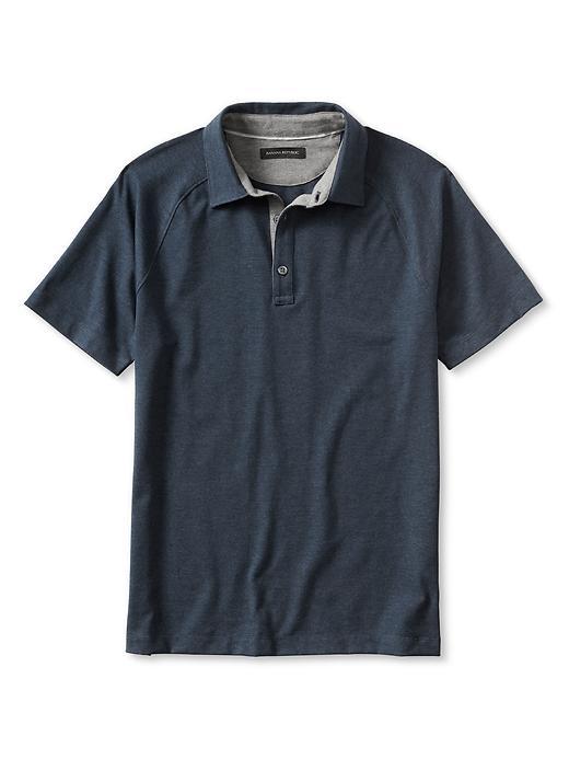 Banana Republic Mens Stretch Raglan Polo Size L Tall - Navy Heather