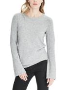 Banana Republic Womens Bell Sleeve Sweater Crew Size L - Light Gray Heather