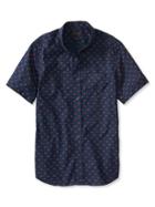 Banana Republic Mens Slim Fit Custom 078 Wash Paisley Short Sleeve Shirt Size L Tall - Preppy Navy