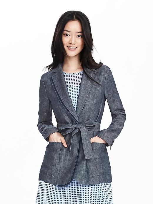 Banana Republic Womens Timo Weiland Collection Linen Blazer Size 0 - Blue