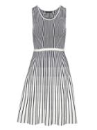 Banana Republic Womens Stripe-knit Fit-and-flare Dress White & Blue Size M
