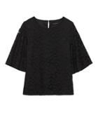 Banana Republic Womens Lace Flare-sleeve Top Black Size S