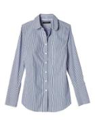 Banana Republic Womens Riley-fit Stripe Rounded-collar Shirt Blue Stripe Size 14