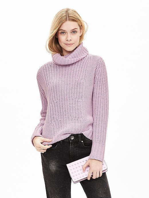 Banana Republic Womens Mixed Stitch Turtleneck Pullover Size L - Light Purple
