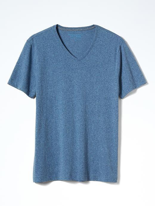 Banana Republic Mens Short Sleeve Soft Wash Vee - Spa Blue