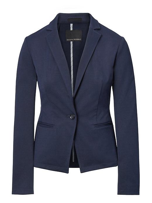 Banana Republic Womens Stay Black Classic Fit Ponte Blazer - Navy
