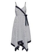 Banana Republic Womens Petite Stripe Strappy Handkerchief-hem Dress White Size 2